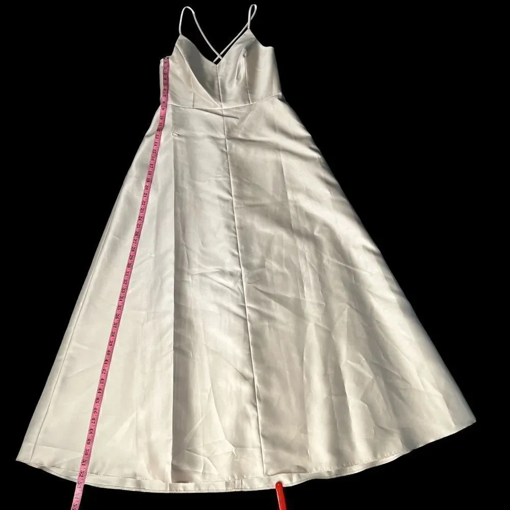 Alfred Sung V-Neck Full Skirt Satin Maxi Dress in Palomino. Size 16. NWT! - Picture 15 of 16